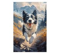 Puzzle en Bois pour Adultes, Motif Border Collie Mountain Run, Format 1000 PCS