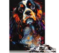 Puzzle en Bois pour Adultes, Motif Cavalier King Charles Spaniel, 1 000 pièces, pour Jeux familiaux, décoration Murale, 1 000 pièces (75 x 50 cm)