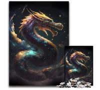 Puzzle en Bois pour Adultes Motif Dragon de l'espace Fantastique Jeu Familial créatif décoration d'intérieur Cadeau de Noël idéal pour Les Adolescents 1 000 pièces (75 x 50 cm)