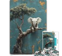 Puzzle en Bois pour Adultes, Motif Elephant on A Tree Branch, 300 PCS