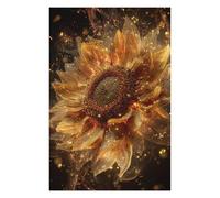 Puzzle en Bois pour Adultes, Motif Golden Sunflower Sparkle, Format 1000 PCS