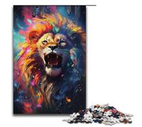 Puzzle en Bois pour Adultes Motif Lion psychédélique coloré 1 000 pièces pour Adultes et Enfants à partir de 12 Ans 1 000 pièces (38 x 26 cm)