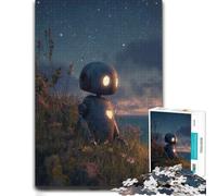 Puzzle en Bois pour Adultes, Motif Lonely Robot on A Hill, Format 500 PCS