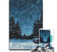 Puzzle en Bois pour Adultes, Motif Night Drive in The Woods, Format 300 PCS