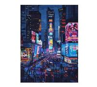 Puzzle en Bois pour Adultes, Motif NYC Time Square Pixel Art, Format 500 PCS