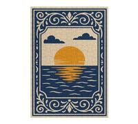 Puzzle en Bois pour Adultes, Motif Sunset Over The Ocean Illustration, Format 300 PCS
