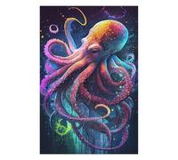 Puzzle en Bois pour Adultes, Motif The Intelligent Octopus, Format 1000 PCS | Cadeau sans écran pour adulte : activité autour de la table pendant une soirée calme.