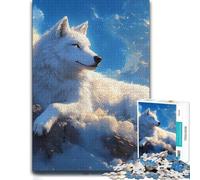 Puzzle en Bois pour Adultes, Motif White Wolf in The Clouds, Format 300 PCS