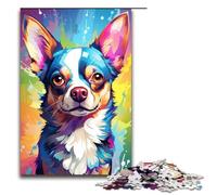 Puzzle en Bois pour Adultes Peinture colorée Chien Chihuahua 1 000 pièces pour Adultes et Enfants à partir de 14 Ans Jouet éducatif 1 000 pièces (75 x 50 cm)
