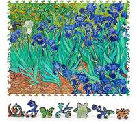 Puzzle en bois pour adultes - Pièces de forme unique - Fabriqué aux États-Unis par FoxSmartBox - 290 pièces - Iris