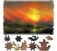 Puzzle en bois pour adultes - Pièces de forme unique - Fabriqué aux États-Unis par FoxSmartBox - 425 pièces - La neuvième vague (numériquement améliorée)