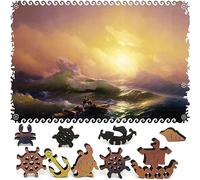 Puzzle en bois pour adultes - Pièces de forme unique - Fabriqué aux États-Unis par FoxSmartBox - 425 pièces - La neuvième vague