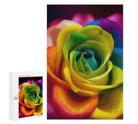 Puzzle en bois pour adultes, puzzle imprimé fleur arc-en-ciel pour adultes, livré avec une belle boîte