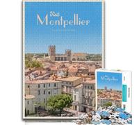 Puzzle en Bois pour Adultes, Visit Montpellier, 300 pièces | Puzzle pour passionné: indices de couleur et de forme pour organiser le montage à son propre rythme.