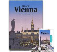 Puzzle en Bois pour Adultes, Visit Vienna, 1000 pièces | Cadeau de fin d'année pour fan de puzzle avec activité pour une soirée calme à son propre rythme.