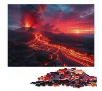 Puzzle en Bois pour Adultes, Volcanic Eruption at Sunset, 500 pièces | Activité sans écran avec activité pour une soirée calme.