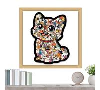 Puzzle en bois pour chats - Développe la pensée logique, esthétique artistique avec motif félin mignon, largeur 218 mm + difficulté extrêmement difficile, grain de chêne brillant de qualité supérieure
