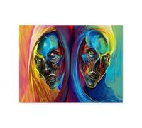 Puzzle en Bois pour Enfants 1000 Pièces，crâne Abstrait，Créatif Mots Croisés Jeu Moderne Accueil Décoration Cadeau Unique（75x50cm）-N17