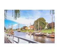 Puzzle en Bois pour Enfants 1000 Pièces，Port de Carolinensiel，Mots Croisés Jeu Moderne Accueil Décoration Cadeau Unique（75x50cm）-AK32