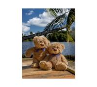 Puzzle en Bois pour Enfants 1000 Pièces，Poupée Ourson en Peluche，Mots Croisés Jeu Moderne Accueil Décoration Cadeau Unique（75x50cm）-AC34