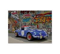 Puzzle en Bois pour Enfants 1000 Pièces，Voiture Vintage Bleue，Mots Croisés Jeu Moderne Accueil Décoration Cadeau Unique（75x50cm）-AO14