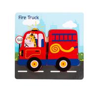 Puzzle en bois pour enfants, de 5 pièces. Conception camion de pompiers.