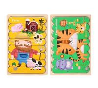 Puzzle En Bois Pour Enfants, Jouet Éducatif, Avec Des Animaux De Dessin Animé, Barre Double Face