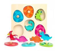 Puzzle en Bois pour Enfants, Montessori Jouet Éducatif Dinosaure Tableau de Tri, Puzzle à Encastrements Sensoriel Cadeau pour Tout-Petits de 2 3 4 Ans