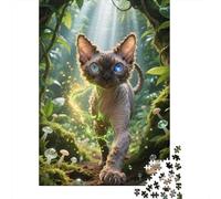 Puzzle en Bois pour Génies 1000 Pièces - Chat Devon Rex | Exploration Visuelle Et Mentale, Ambiance Familiale