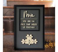 Puzzle en bois pour la fête des mères avec nom personnalisé pour Mom Whit Kids Name, You Are The Piece That Hold Us Together, plaques personnalisées (22 x 34 cm)