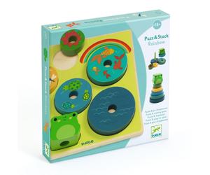 Puzzle en Bois Puzz & Stack Arc-en-Ciel - Jeu d'Empilage Éducatif