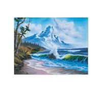 Puzzle en Bois Puzzle Adulte 1000 Pièces，Montagne au Bord de la mer，Décor À La Maison Dessin Animé Paysage Jeu De Décompression Cerveau Défi Difficulté Jouet Éducatif pour Enfants Puzzle -E93