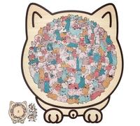 Puzzle en Bois-Puzzle Chat, 135 PièCes Puzzle en Bois, Encadré par D'Adorabless Silhouettes De Chat, Puzzles Animal IrréGulier Amusant Convient Aux Adolescents Qui Aiment Les Chats. (A)
