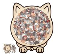 Puzzle en Bois-Puzzle Chat, 135 PièCes Puzzle en Bois, Encadré par D'Adorabless Silhouettes De Chat, Puzzles Animal IrréGulier Amusant Convient Aux Adolescents Qui Aiment Les Chats. (B)