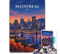 Puzzle en Bois, Puzzle Image, Montreal Canada Skyline at Night, 1000 pièces | Le montage par zones du motif - moins de temps devant les écrans à la maison.