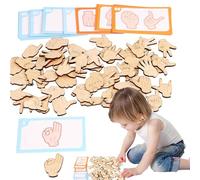 Puzzle en Bois - Puzzles Assortis De Gestes en Bois De 3,5 Cm | Jeux De Puzzle en Bois pour, Jouets d'apprentissage Amusants, Jouets Sensoriels Portables pour Améliorer La Motricité Fine