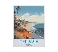 Puzzle en Bois Puzzles Classiques 1000 Pièces,Affiche de Voyage Vintage de Tel Aviv, Israël,Jigsaw Jeu Éducatif Intellectuel Difficile Et Défi Cadeau(75x50cm)-BC97