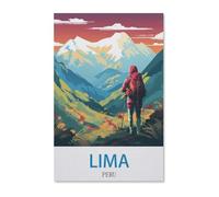 Puzzle en Bois Puzzles Classiques 1000 Pièces，Poster de Voyage Vintage Lima Pérou，Jigsaw Jeu Éducatif Intellectuel Difficile Et Défi Cadeau（75x50cm）-G22
