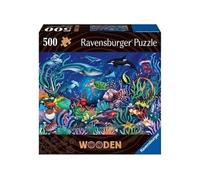 Ravensburger - Puzzle en Bois - Monde Marin coloré - 500 pièces Robustes et Naturelles Dont 40 Figurines en Bois (Whimsies) - Qualité Premium - pour Enfants et Adultes à partir de 14 Ans - 17515
