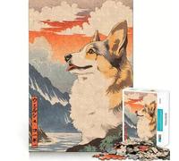Puzzle en Bois représentant Un Welsh Corgi,1000 pièces,Jeu de mémorisation mentale,découpage de Haute précision,activité Manuelle Interactive,défi cérébral pour la Maison (38x26cm)
