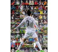 Puzzle en Bois rétro sur Le Football avec la Star Sportive Cristiano Ronaldo pour Adultes, 1000 pièces, Un Puzzle de 1000 pièces pour Adultes, Un défi(38x26cm)