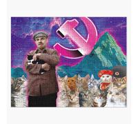 Puzzle en bois Révolution avec des chats et Lénine 300 pièces 38x26 cm jouet décoration mu
