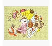 Puzzle En Bois Sarah Kay - Pique-Nique Entre Amis (Couleur Zombie) 300 Pièces 38x26 Cm Jouet Décoration Mura