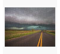 Puzzle en bois Sur la route ¿ Une autoroute mène à une violente tempête en Oklahoma 300 pièces 38x26 cm jouet décoration