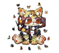 Puzzle en Bois sur Le Thème du Chat pour Adultes,Casse Tête Défiant en Forme D Animal,Chat avec Casque Audio Puzzles Défiants - pour Adultes Femmes Hommes Amateurs de Decoration Maison Salon Chambre