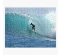Puzzle en bois Surfeur surfant sur de grosses vagues océaniques 300 pièces 38x26 cm jouet décoration mur