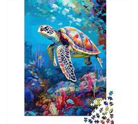Puzzle en Bois Symphonie de Tortues Marines de 1000 Pièces pour Adultes et Familles (75x50cm)