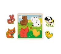 Puzzle en bois tactile 4 pièces - JANOD - Mes premiers animaux - Coordination main/oeil - Mixte - Animaux