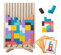 Puzzle en Bois Tetris 3D, Coloré Blocs Géométriques Tetris, avec 45 Pierres et 10 Cartes de défi, Jouet Montessori dès 3 Ans, Cadeau pour garçons et Filles