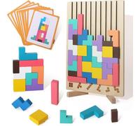 Puzzle en Bois Tetris, Cerveau Jouet, Coloré Blocs Géométriques Tetris